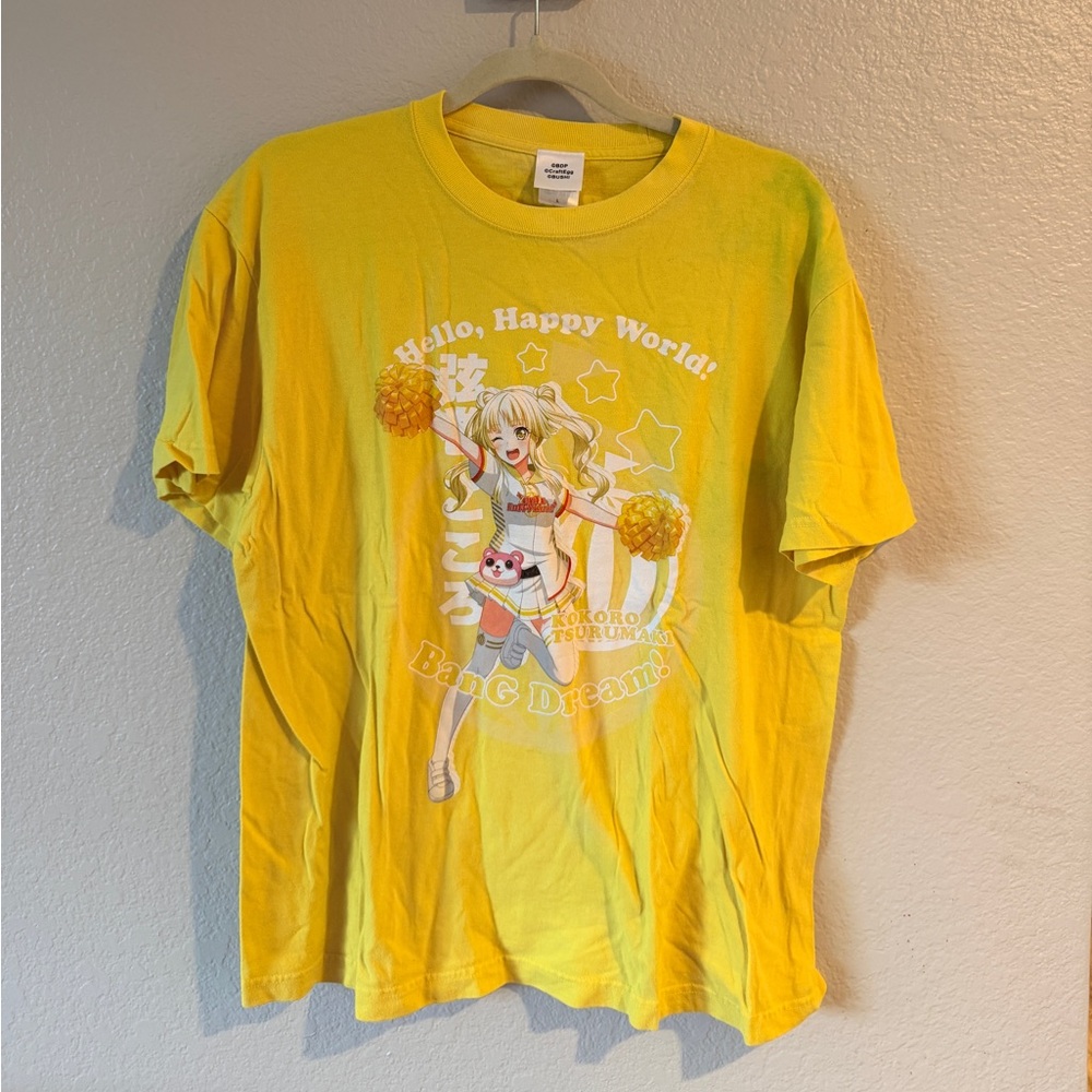 BanG Dream Hello Happy World Kokoro Yellow Graphic T-Shirt